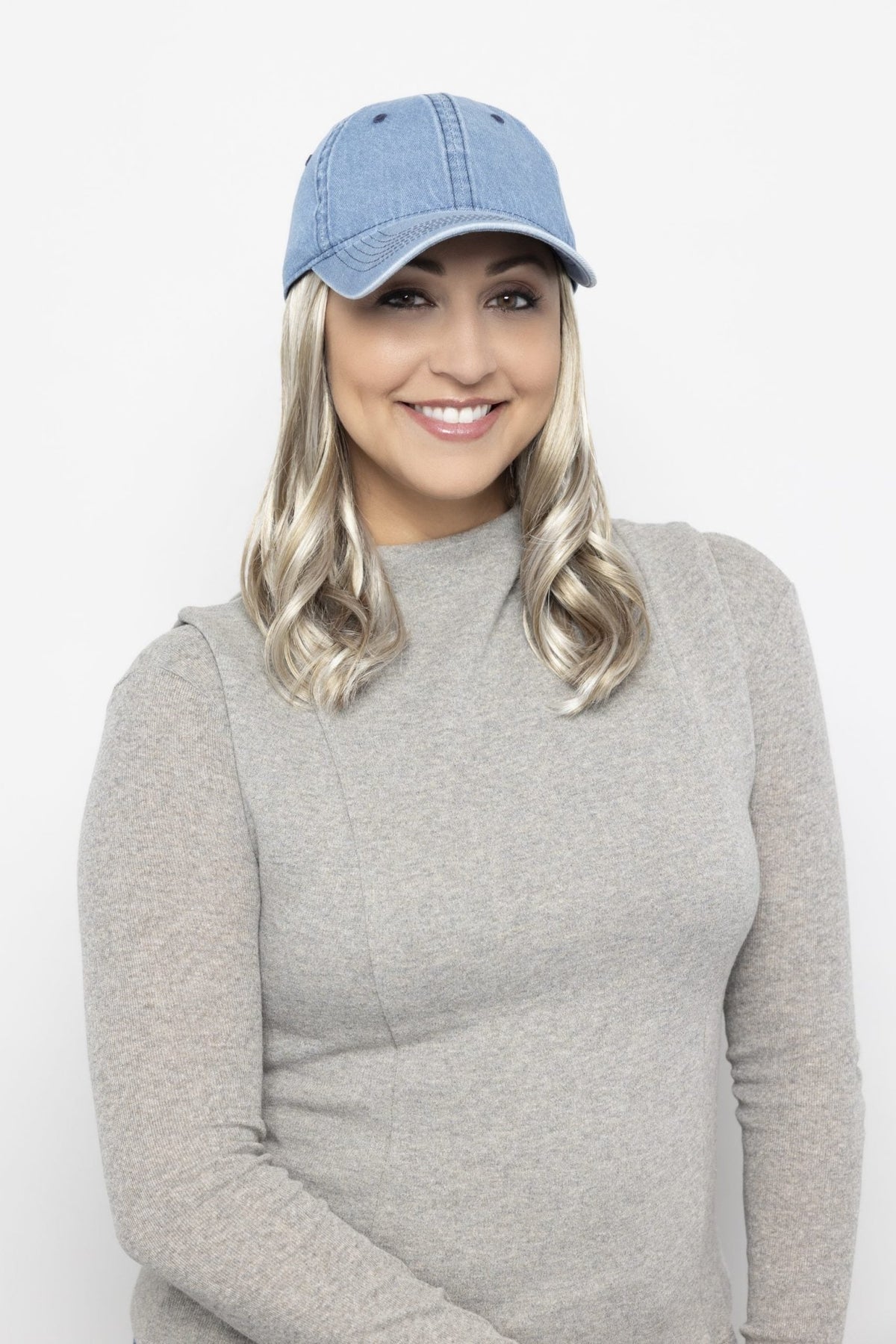 Denim Wavy Hat - Enhanced Hair - Hair Piece - Henry Margu