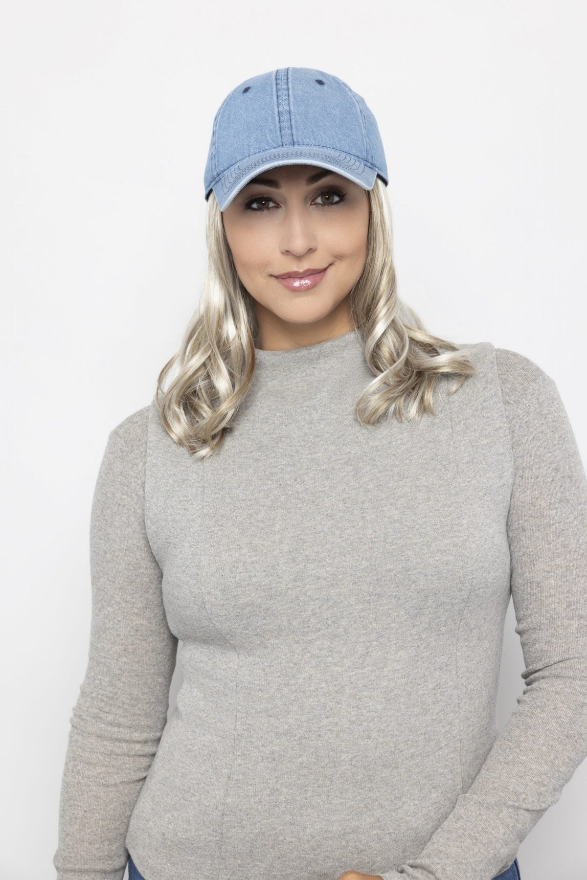 Denim Wavy Hat - Enhanced Hair - Hair Piece - Henry Margu