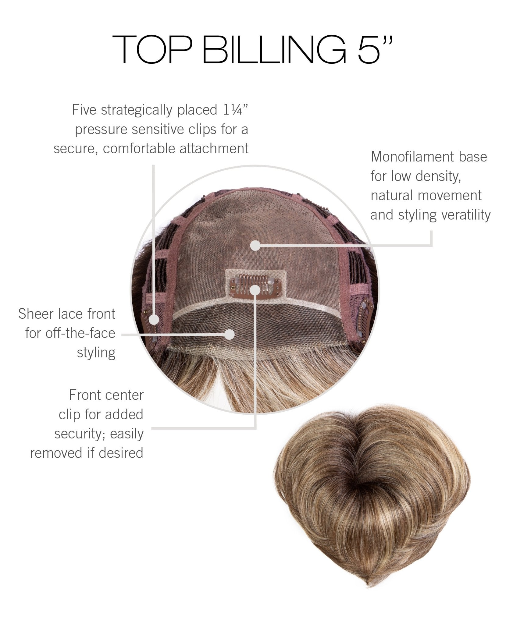 Top Billing 5” - Enhanced Hair - Hair Topper - Raquel Welch