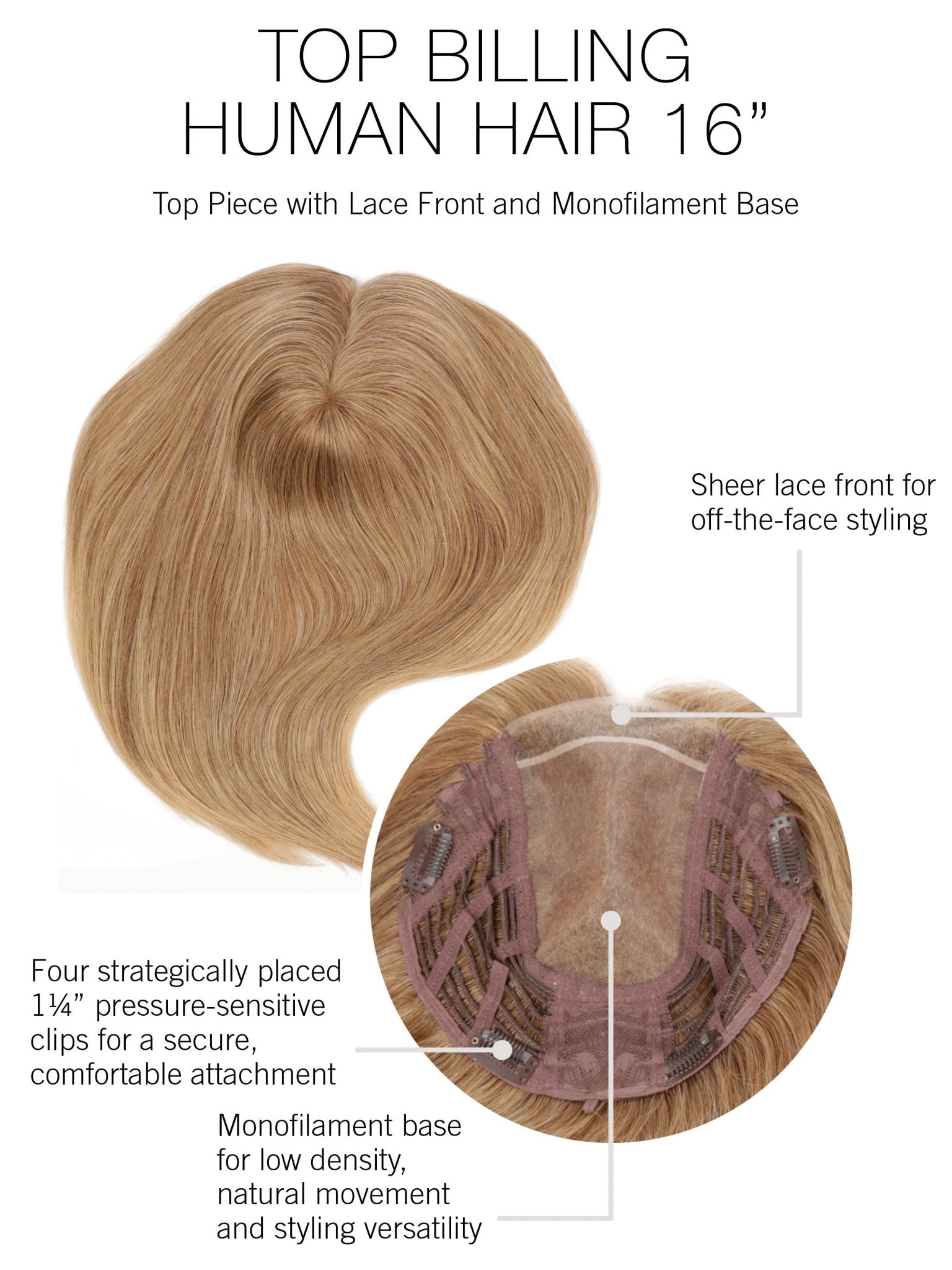 Top Billing 16” - Enhanced Hair - Hair Topper - Raquel Welch